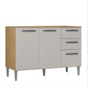 Ver imagem 2 de Balcão de Cozinha para Pia 120cm 3 Portas 2 Gavetas Livy P11 Damasco/Off White - Mpozenato