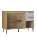 Ver imagem 5 de Balcão de Cozinha para Pia 120cm 3 Portas 2 Gavetas Livy P11 Damasco/Off White - Mpozenato