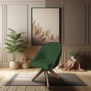 Ver imagem 2 de Poltrona Cadeira Giratória Bela Suede Verde Base de Madeira - Pallazio