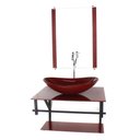 Ver imagem 1 de GABINETE DE VIDRO PARA BANHEIRO 60CM AP CUBA OVAL VERMELHO CEREJA FULL COM TORNEIRA CROMADA