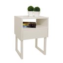 Ver imagem 1 de Mesa de Cabeceira Lateral Nicho com Gaveteiro Off White Laca