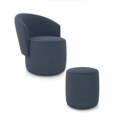 Poltrona e Puff Redondo Orgânico para Sala Malu Suede M11 - D’Rossi