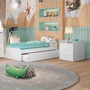 Ver imagem 4 de Quarto de Bebê Cléo Berço Multifuncional Americano Cômoda Infantil 5 Gavetas com Porta Branco