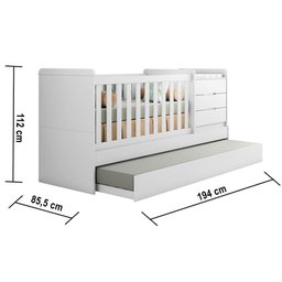 Quarto de Bebê Cléo Berço Multifuncional Americano Cômoda Infantil 5 Gavetas com Porta Branco - 5