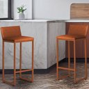 Ver imagem 3 de Kit 3 Banquetas Alta Dani Reforçada Decorativa Balcão Bancada Cozinha Base Bronze Courino Caramelo