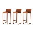 Ver imagem 1 de Kit 3 Banquetas Alta Dani Reforçada Decorativa Balcão Bancada Cozinha Base Bronze Courino Caramelo