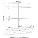 Ver imagem 4 de Painel para Tv 50 Pol Bancada Suspensa 120cm Perfect L06 Nature/off White - Mpozenato