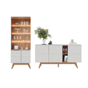 Ver imagem 1 de Kit Buffet e Cristaleira Noronha para Sala Off White Matte/ Freijó - Colibri