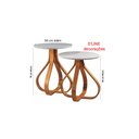 Ver imagem 2 de Conjunto Mesa canto lateral decorativa sala redonda luxo cebola par: off white