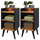 Ver imagem 1 de Conjunto de Mesas de Cabeceira Criado Quarto Lateral Cama Preto