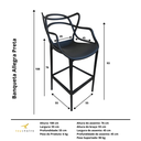 Ver imagem 2 de Banqueta Allegra Preta - Kit com 4