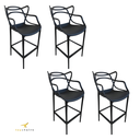 Ver imagem 1 de Banqueta Allegra Preta - Kit com 4