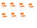 Ver imagem 2 de Kit 7 Cadeira Iso Infantil Creche, Escola Base Branco Laranja