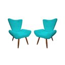 Ver imagem 1 de Kit 2 Poltronas Decorativa Emilia Suede Azul Tifany Pés Madeira Mz Decor