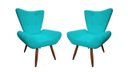 Ver imagem 1 de Kit 2 Poltronas Decorativa Emilia Suede Azul Tifany Pés Madeira Mz Decor
