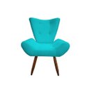 Ver imagem 2 de Kit 2 Poltronas Decorativa Emilia Suede Azul Tifany Pés Madeira Mz Decor