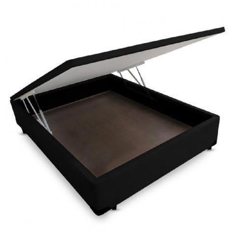Base Cama Box Baú Casal Suede Preto Rc Sono Leve 42x138x188