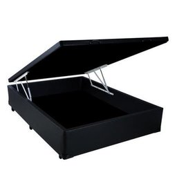 Base Cama Box Baú Casal Sintético Preto Rc Sono Leve 42x138x188 - 1