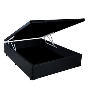 Base Cama Box Baú Casal Sintético Preto Rc Sono Leve 42x138x188