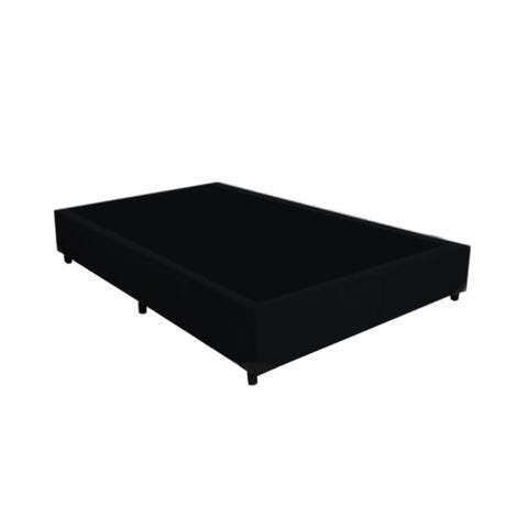 Base Cama Box Casal Suede Preto Rc Sono Leve 38x138x188