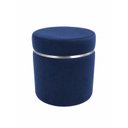 Ver imagem 2 de Puff Superior com Cinta Prata Azul Veludo - Let Móveis