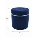 Ver imagem 3 de Puff Superior com Cinta Prata Azul Veludo - Let Móveis