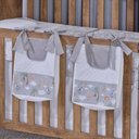 Ver imagem 5 de Enxoval de Bebe Kit de Berço Americano Cortina Algodão Menino Menina 9 Peças:safari Cinza