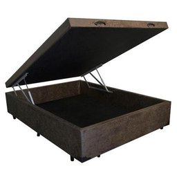 Base Cama Box Baú Casal Suede Marrom Rc Sono Leve 42x138x188 - 1