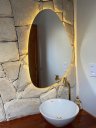Ver imagem 3 de Espelho Orgânico Lapidado com Led 80x51cm com Led À Pilha ou Fonte:branco Quente/fonte