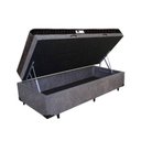 Ver imagem 1 de Cama Box Baú Solteiro Colchão Espuma D45 Bordado + Box Suede Cinza Rc Sono Leve 63x88x188