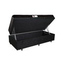 Ver imagem 1 de Cama Box Baú Solteiro Colchão Espuma D45 Bordado + Box Suede Preto Rc Sono Leve 63x88x188
