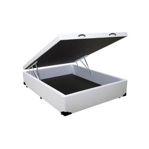 Base Cama Box Baú Casal Sintético Branco Rc Sono Leve 42x138x188