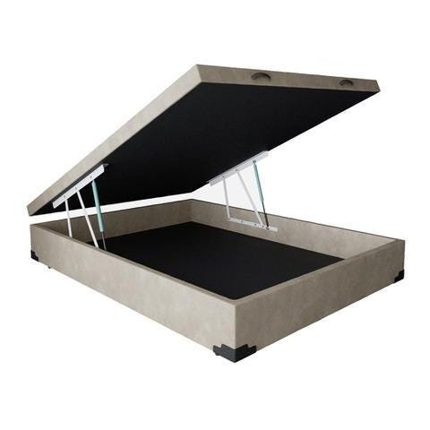 Base Cama Box Baú Casal Suede Bege Rc Sono Leve 42x138x188