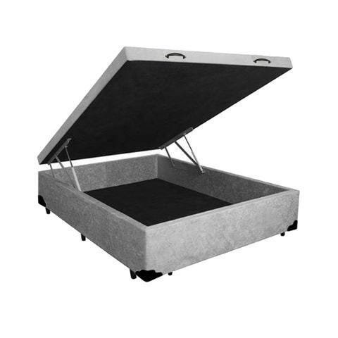 Base Cama Box Baú Casal Suede Cinza Rc Sono Leve 42x138x188