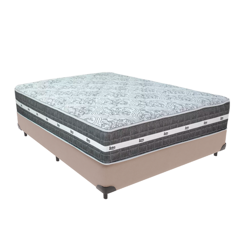 Cama Box e Colchão Black Graphite Molas Ensacadas Casal 138x188x27 Anjos: Bege