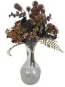 Ver imagem 1 de Vaso solitário de vidro com buquê de flores terra cota