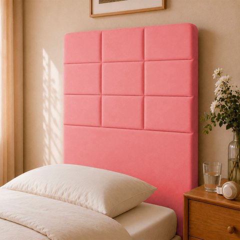 Cabeceira Estofada para Cama Box Solteiro 90 cm Florem Suede Rose