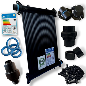 5 Placas 4mt + Válvulas - Aquecedor Solar Piscinas - 6m²/8.000 Litros - Marca Ts Solar