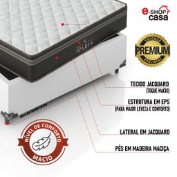 Cama Box Viúva + Colchão Paris Molas Ensacadas Pocket - 61x128x188cm - e-Shop Casa - Couro - 3