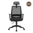 Ver imagem 2 de Cadeira Escritório Nr-17 Columbus Presidente C/ Braços Fratini Encosto Tela Mesh Preta Baserodí