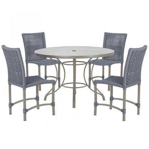 Mesa Ascoli 100 Cm com 4 Cadeiras Cannes de Alumínio, Pintura Fendi e Trama Tela de Corda Náutica