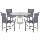 Ver imagem 1 de Mesa Ascoli 100 Cm com 4 Cadeiras Cannes de Alumínio, Pintura Fendi e Trama Tela de Corda Náutica