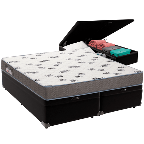 Cama Box Baú e Colchão Light Espuma D33 Queen Ortobom: Preto