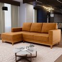 Ver imagem 2 de Sofá 3 Lugares 200cm Living com Chaise Esquerdo Kayrós D05 Sintético Whisky - Mpozenato