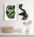 Ver imagem 2 de Kit 2 Quadros Decorativos Abstratos Sala Verde Escuro 24x18cm:madeira Preta