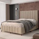 Ver imagem 1 de Conjunto Cama Casal Queen Estofada e Cabeceira 158cm Eva Bege