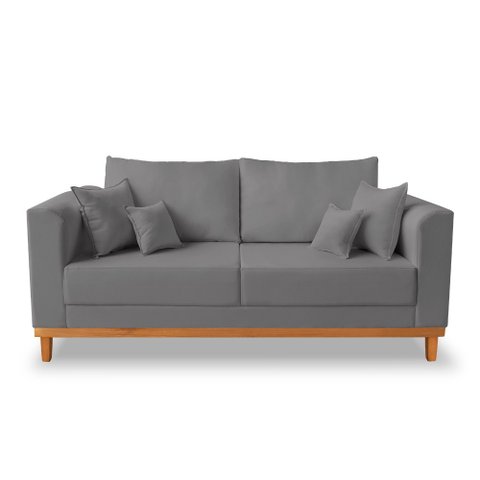 Sofá Vintage Viena 3 Lugares Suede Cinza - Madeira Prima Deccor