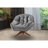 Poltrona Decorativa Califórnia Giratória Suede Cinza - Fm - 2