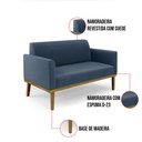 Ver imagem 6 de Sofá Namoradeira Base de Madeira Fixa Castanho Marisa Suede Azul Marinho - D'Rossi