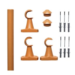 Kit varão para cortina 2,40mts cerejeira 28mm compacto sala / quarto - 2